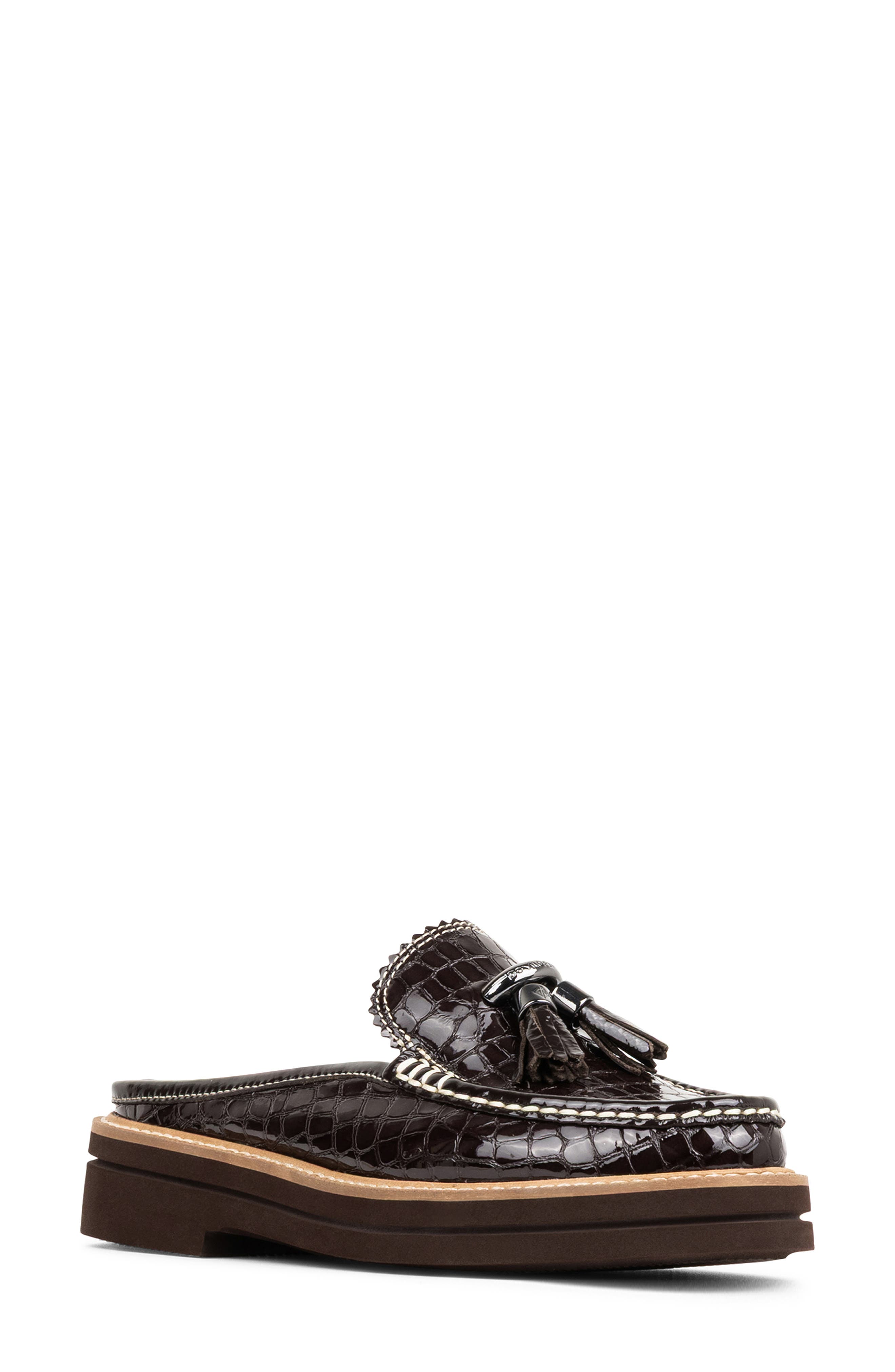 Mule Tassel Loafer, Main, color, DARK BROWN
