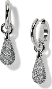 Nadri Gemini Pavé Huggie Hoop Drop Earrings
