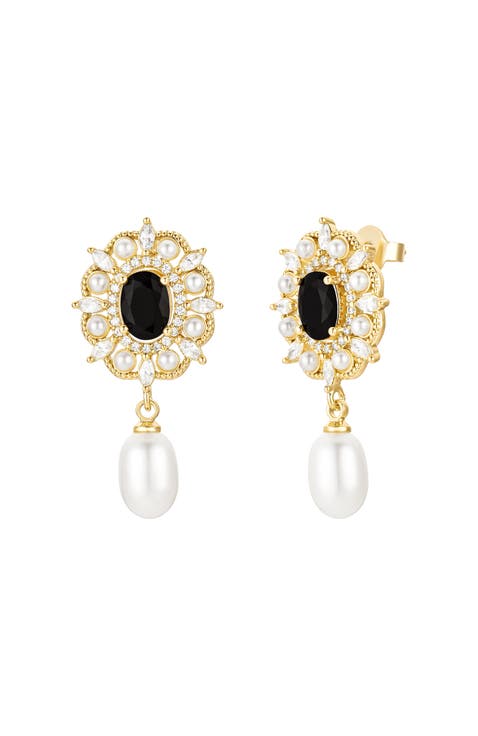 Gilded Pearl Drop Earrings