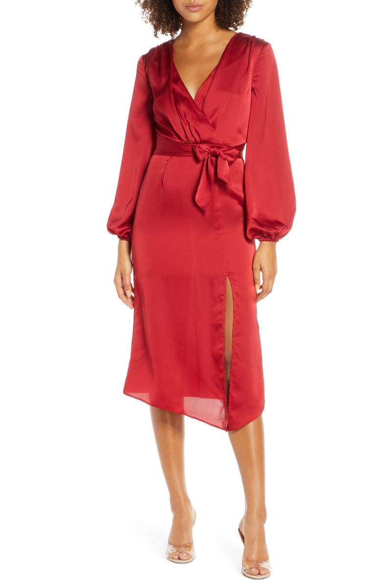 Finders Keepers Emilia Long Sleeve Satin Dress, Main, color, 