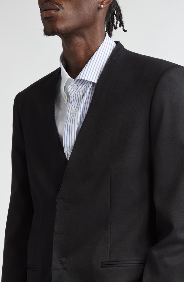 MM6 Maison Margiela Collarless Raw Edge Suit Jacket, Alternate, color, Black