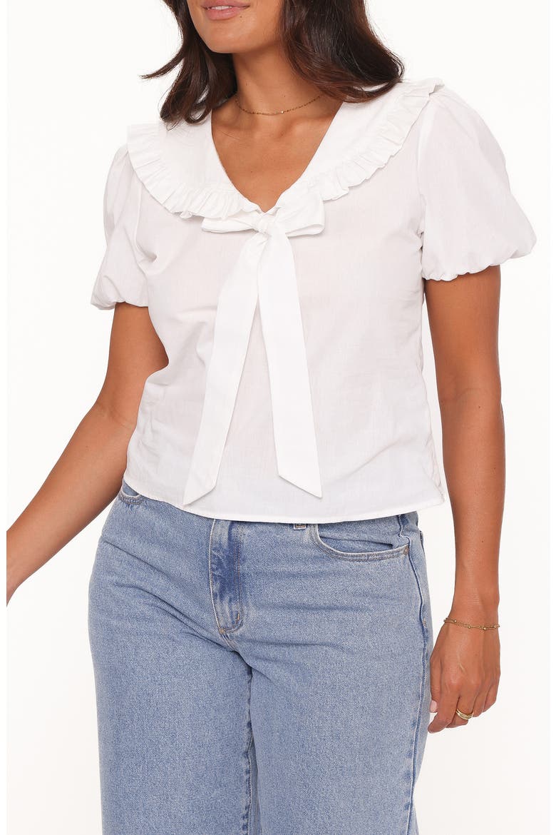 Fleming Frill Collar Cotton Top, Main, color, WHITE