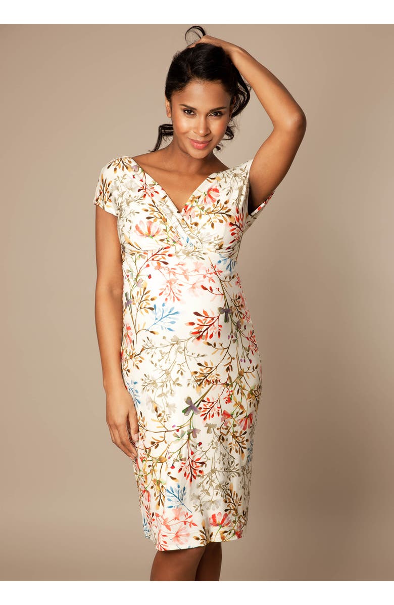 Tiffany Rose Maternity Bardot Maternity Shift Dress, Alternate, color, Watercolour Meadow