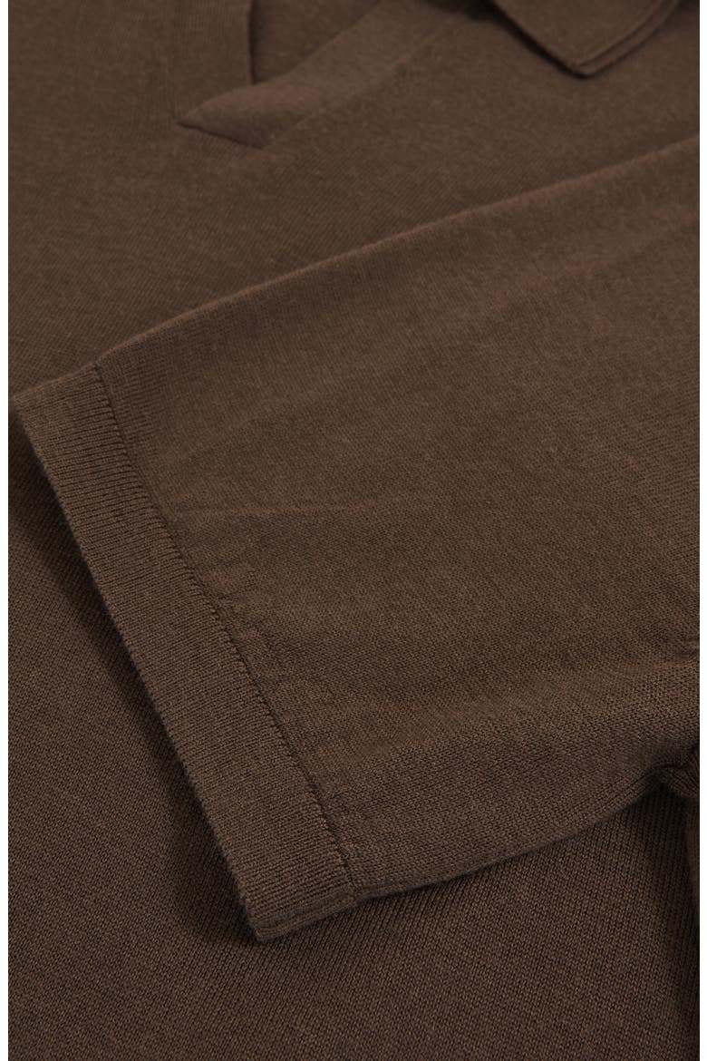 Duchie Johnny Collar Short Sleeve Wool Polo Sweater, Alternate, color, CHOCOLATE BROWN