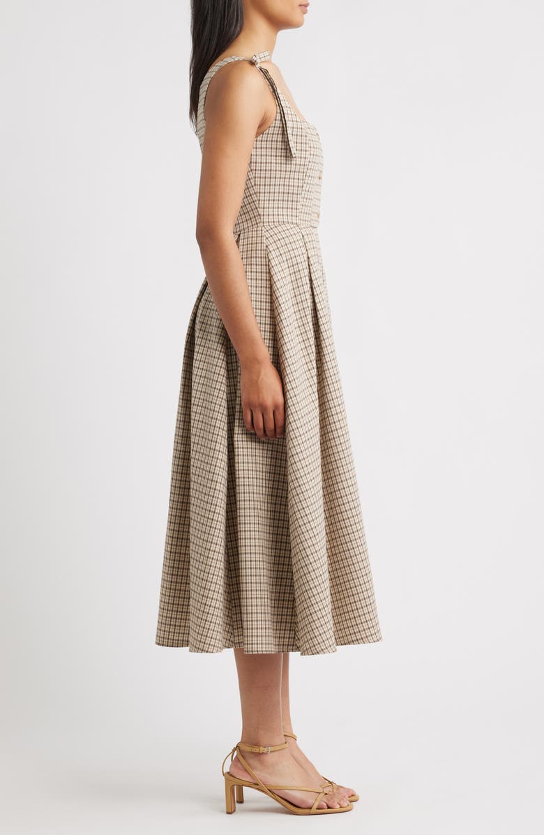 MOON RIVER Plaid Tie Strap Sundress, Alternate, color, Cream Multi