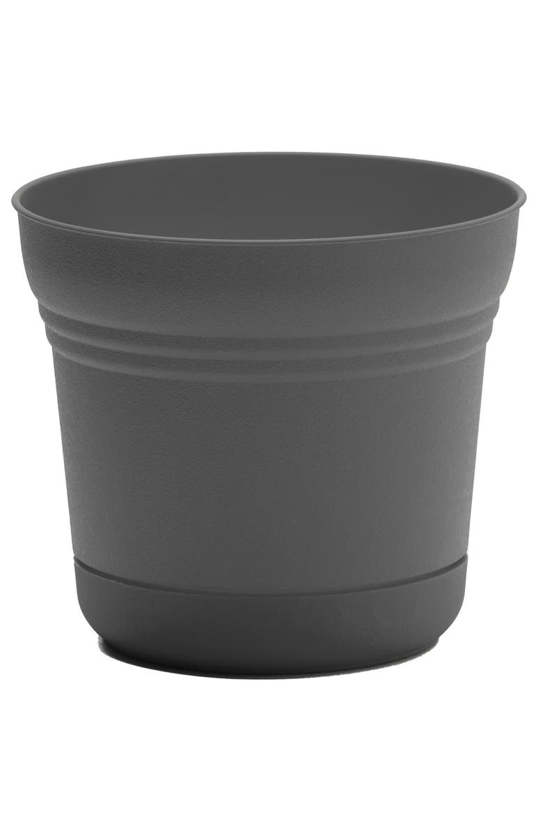Bloem 12 Inch Saturn Round Planter With Saucer Tray, Main, color, Gray