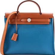 Pre-Owned Hermes Herbag Zip Leather and Toile 31