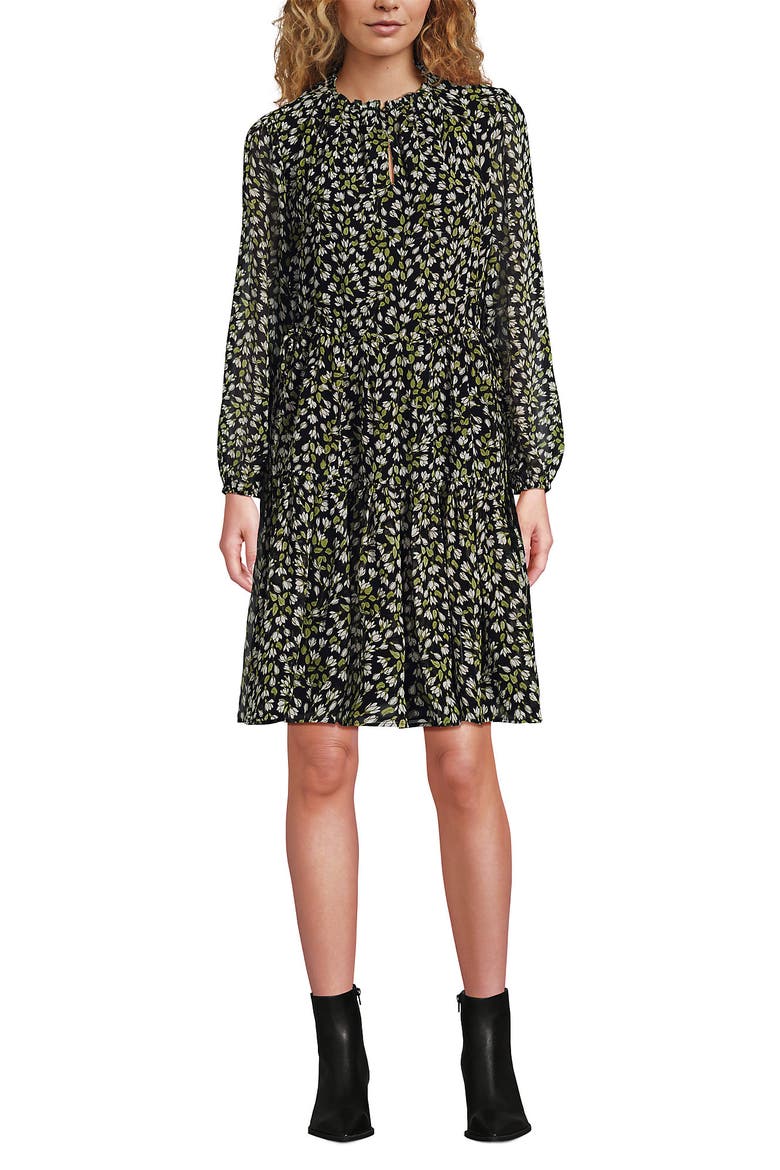 Chiffon Above the Knee Adjustable Dress, Main, color, Black Mini Bloom Floral
