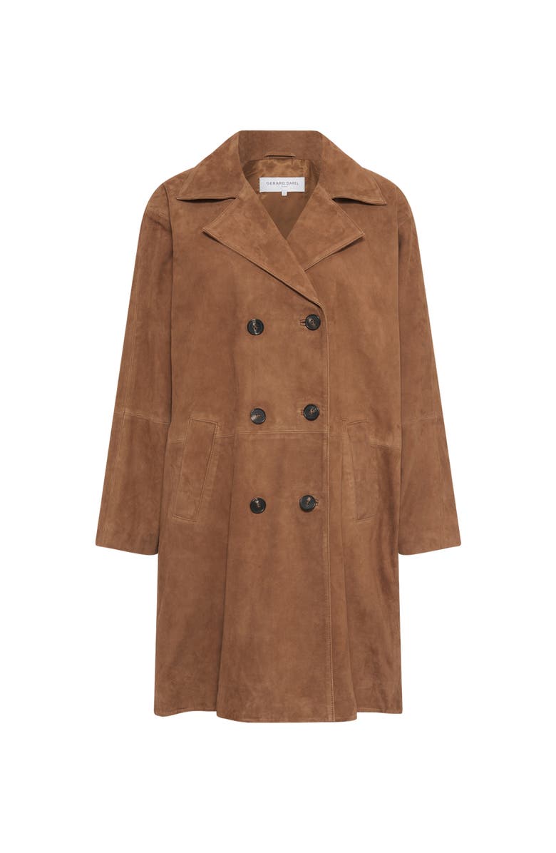GERARD DAREL Manon Suede Double Breasted Jacket, Alternate, color, Camel