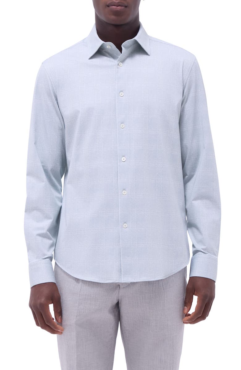 Bugatchi Jimmy OoohCotton<sup>®</sup> Print Button-Up Shirt, Main, color, Mint