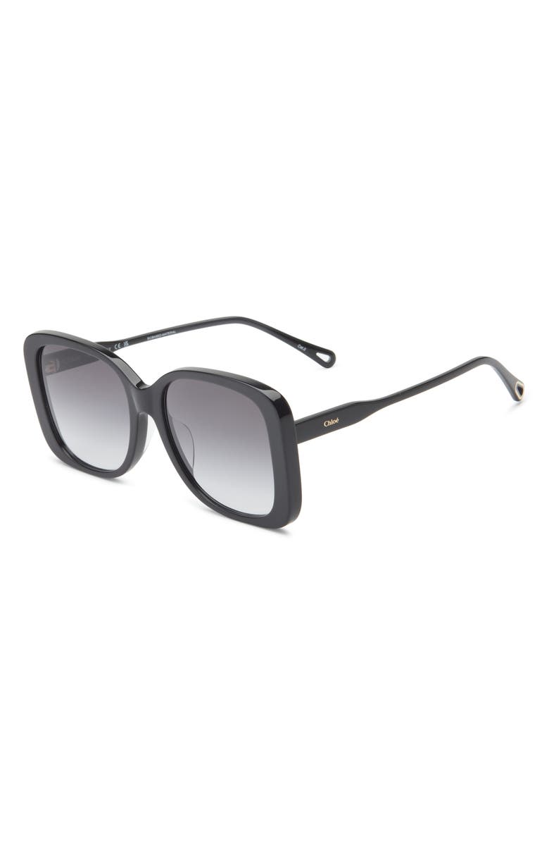 Chloé 57mm Square Sunglasses, Alternate, color, Black Black Grey