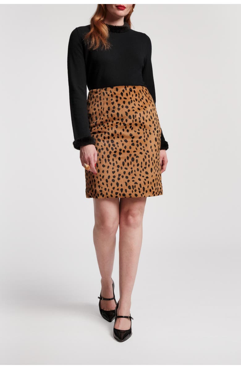 Frances Valentine Blaine Skirt Cheetah Faux Fur, Main, color, Brown/Multi