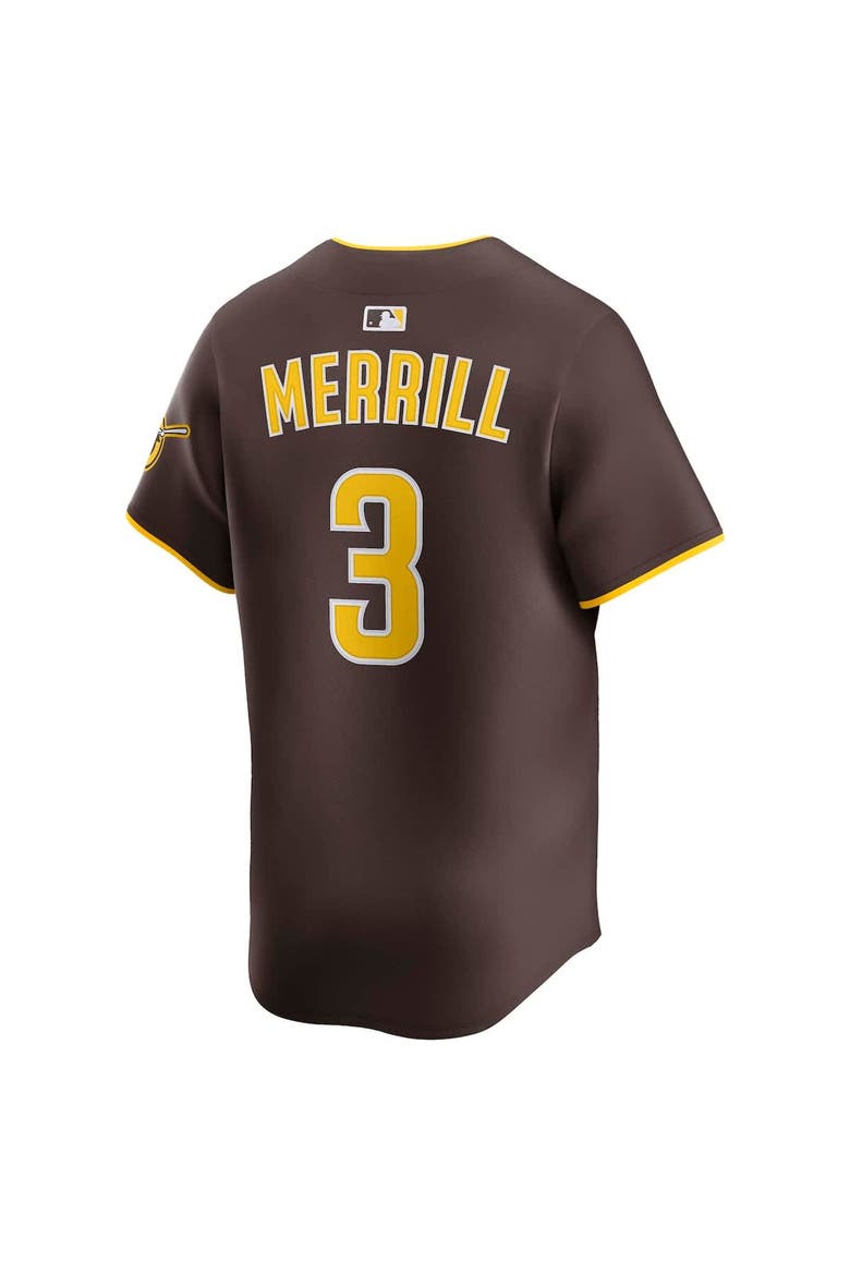 Men's Nike Jackson Merrill Brown San Diego Padres Road Limited Jersey, Alternate, color, Brown