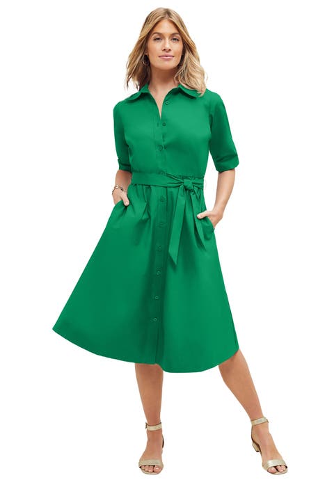 Stretch Poplin Shirtdress (Plus)