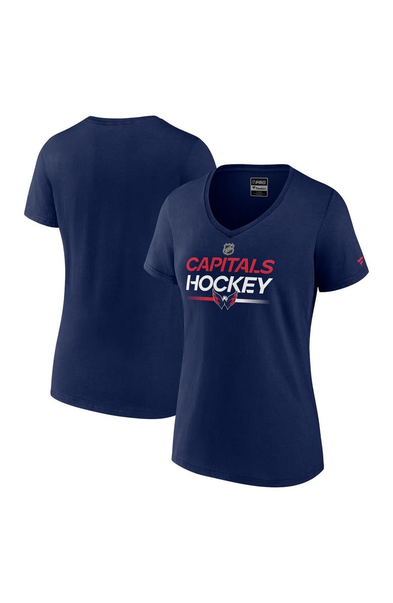 FANATICS Women's Fanatics Navy Washington Capitals Authentic Pro V-Neck T-Shirt, Main, color, Navy
