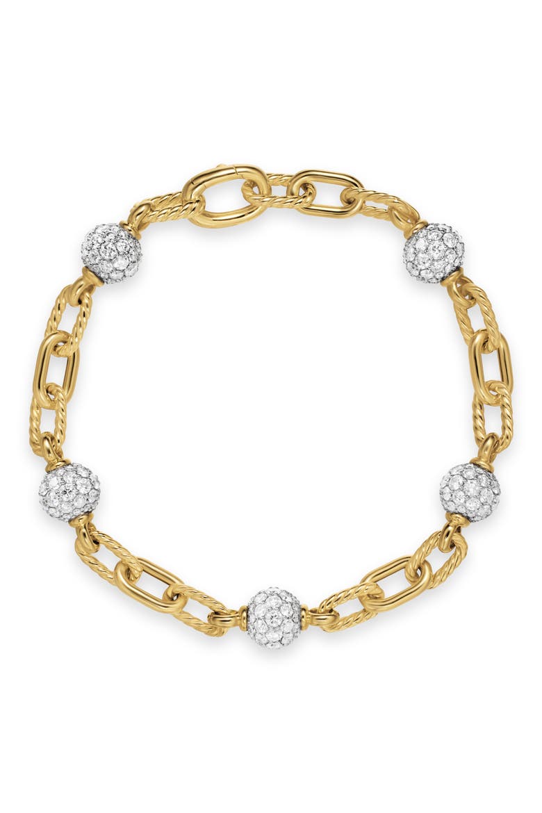 DY Madison® Pavé© Bead Chain Bracelet in 18K Yellow Gold with Diamonds, 3mm, Alternate, color, DIAMOND