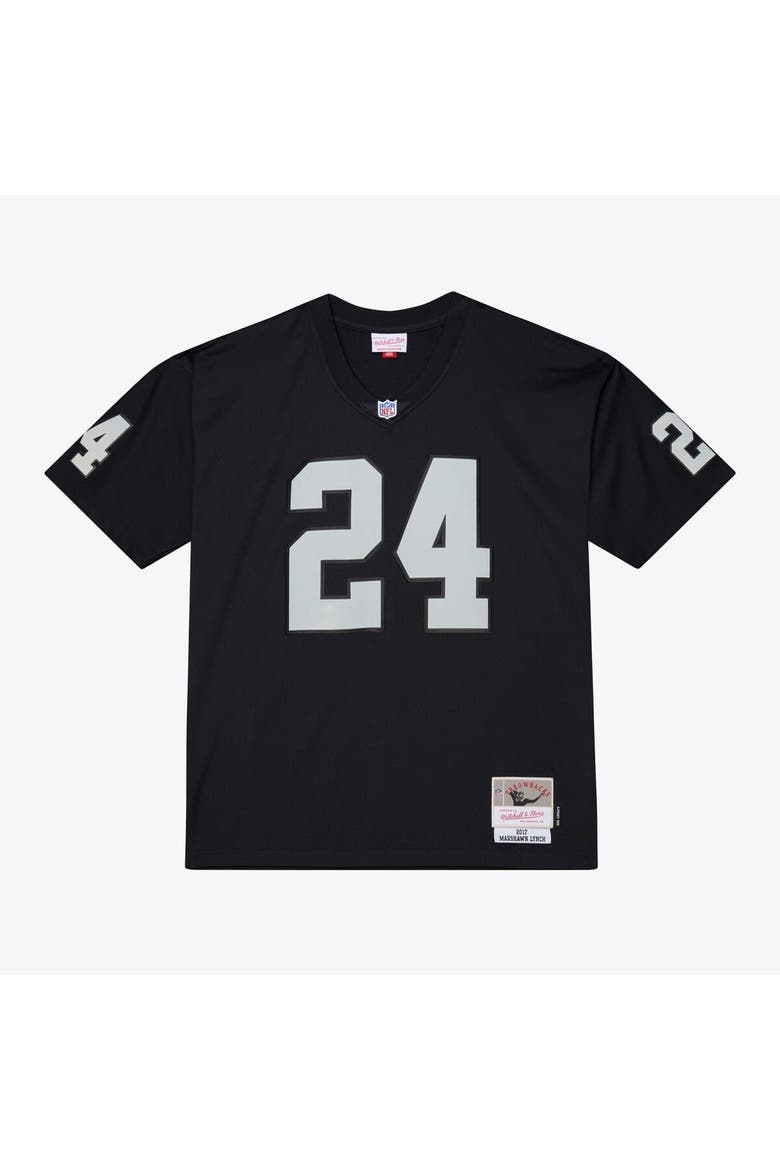 Men's Mitchell & Ness Marshawn Lynch Black Oakland Raiders Legacy Replica Jersey, Main, color, Black