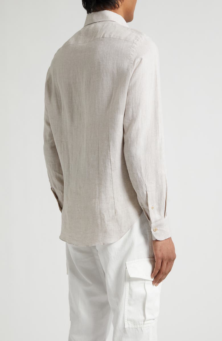 Eleventy Linen Button-Up Shirt, Alternate, color, Sand