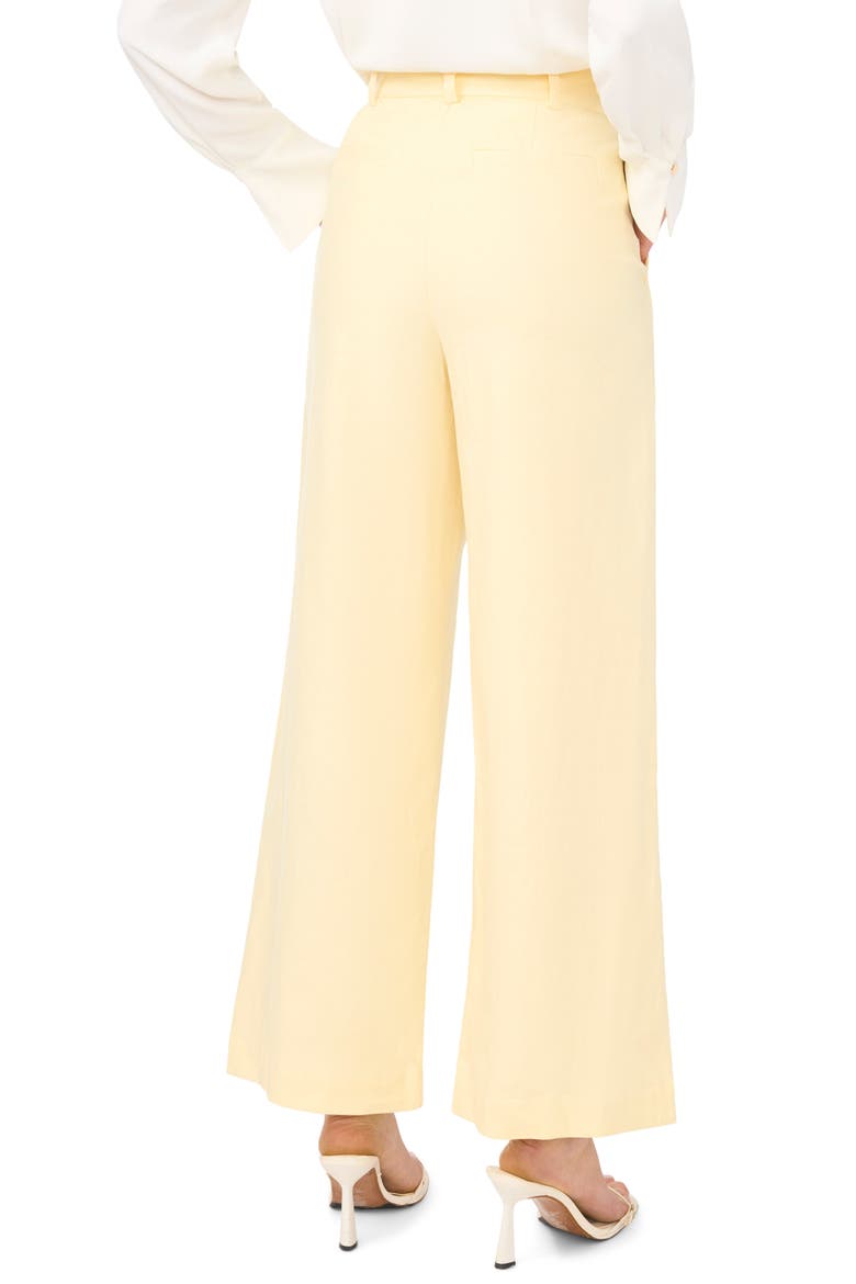 Pleated High Waist Linen Blend Dress Pants, Alternate, color, PASTEL YELLOW