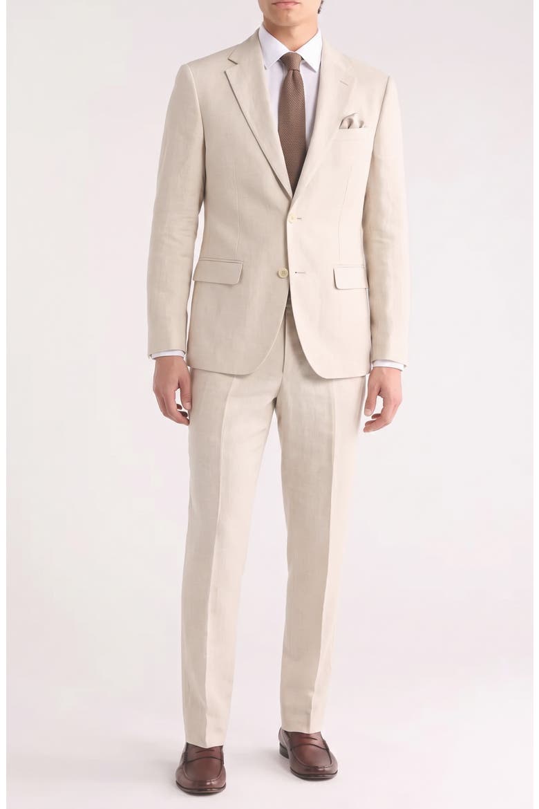 Cotton & Linen Two Button Suit, Main, color, OFF WHITE