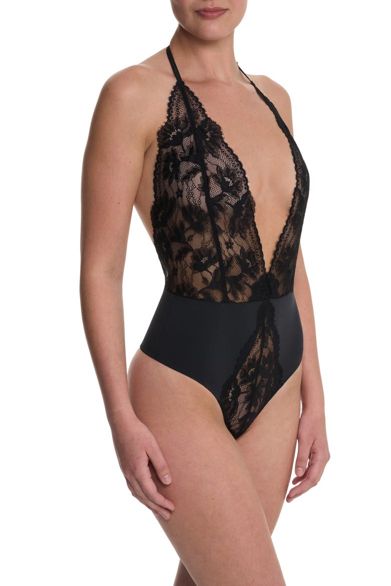 Fleur Lace Teddy, Alternate, color, BLACK