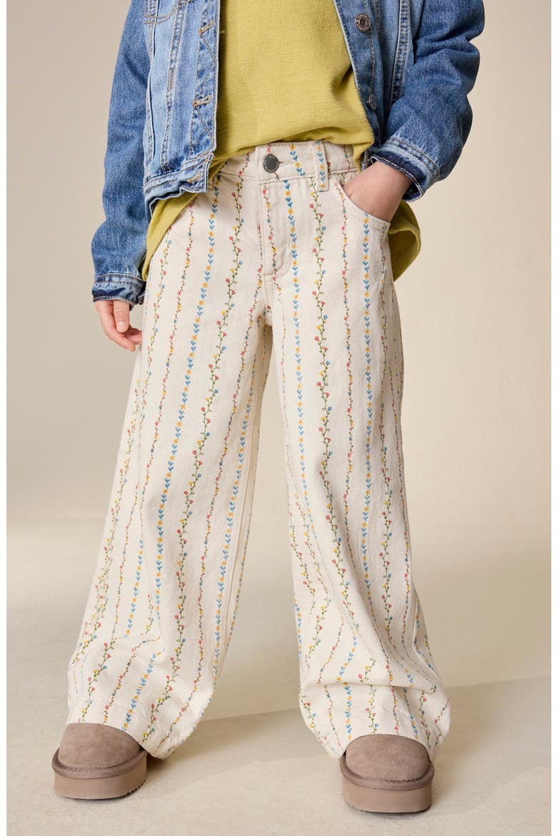 Kids' Floral Stripe Jeans, Alternate, color, CREAM