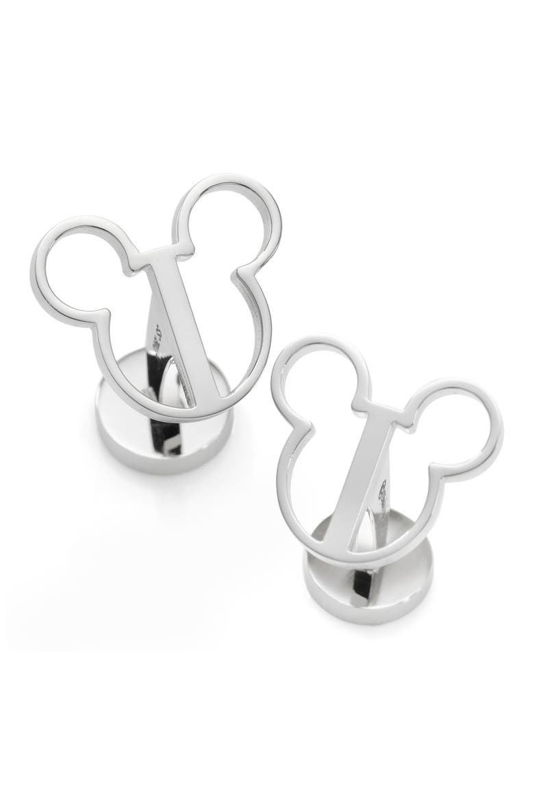 Mickey Mouse Silhouette Cuff Links, Main, color, SILVER