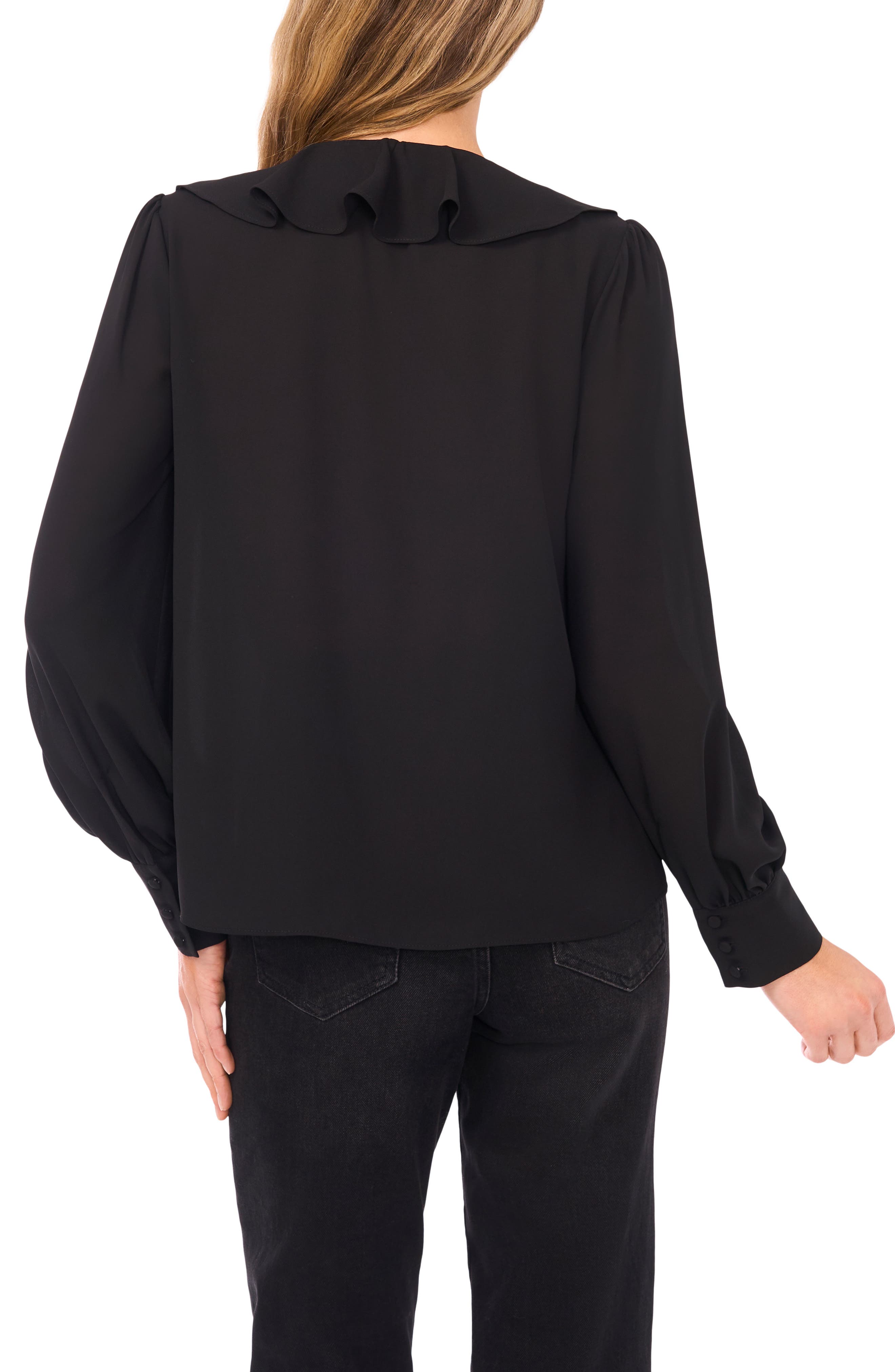 Ruffle Tie Neck Long Sleeve Georgette Top - image 2