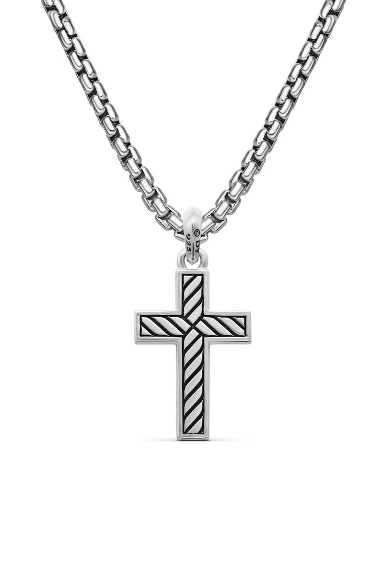 Inlay Cross Pendant, Alternate, color, SILVER/ BLACK ONYX