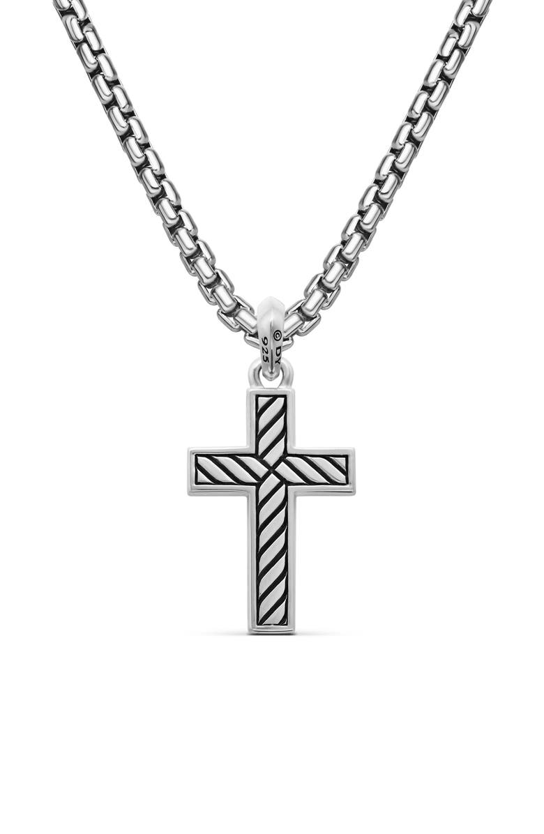 David Yurman Inlay Cross Pendant, Alternate, color, Silver/ Black Onyx