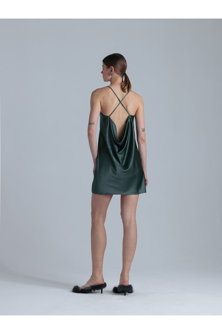 Patricia Silk Slip Mini Dress, Alternate, color, Rich Green