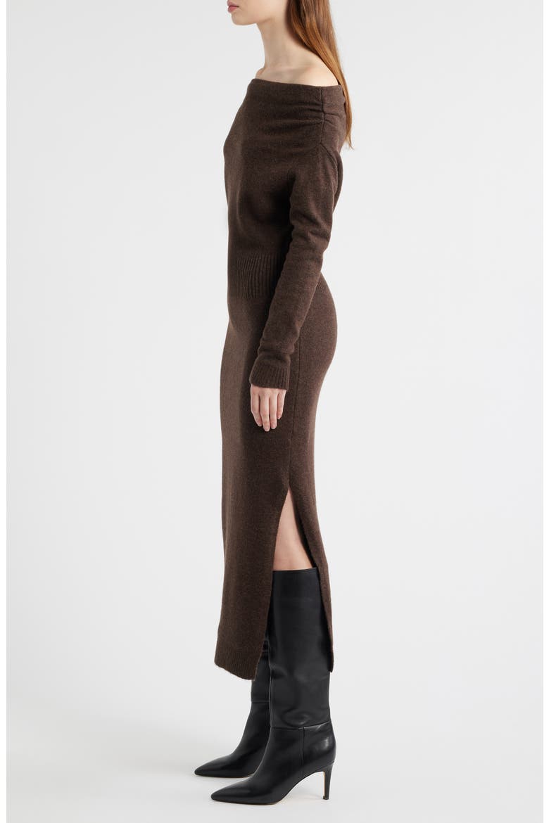 One-Shoulder Long Sleeve Sweater Dress, Alternate, color, ESPRESSO