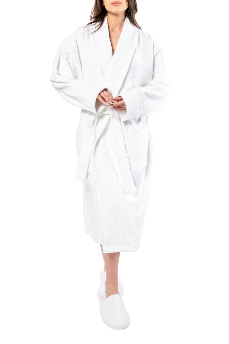 Anovia Velour Cotton Robe, Main, color, WHITE