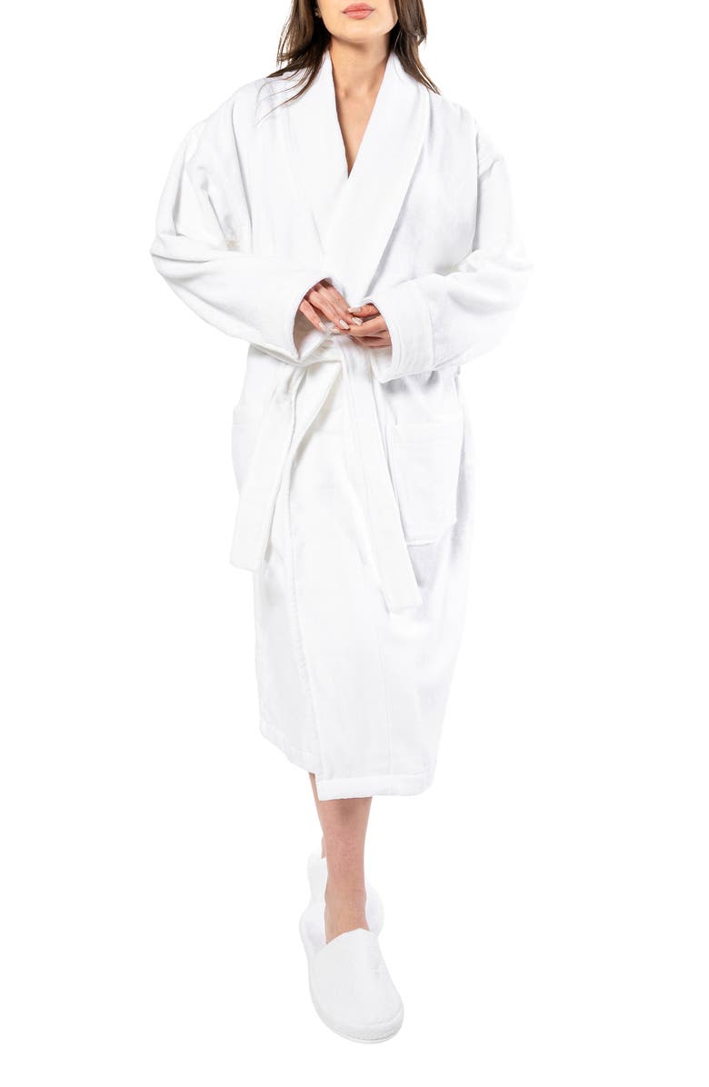 Linum Home Textiles Anovia Velour Cotton Robe, Main, color, White