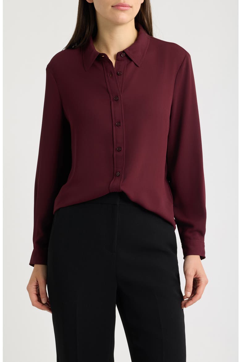 Petite Long Sleeve Clean Front Shirt, Main, color, BAROLO