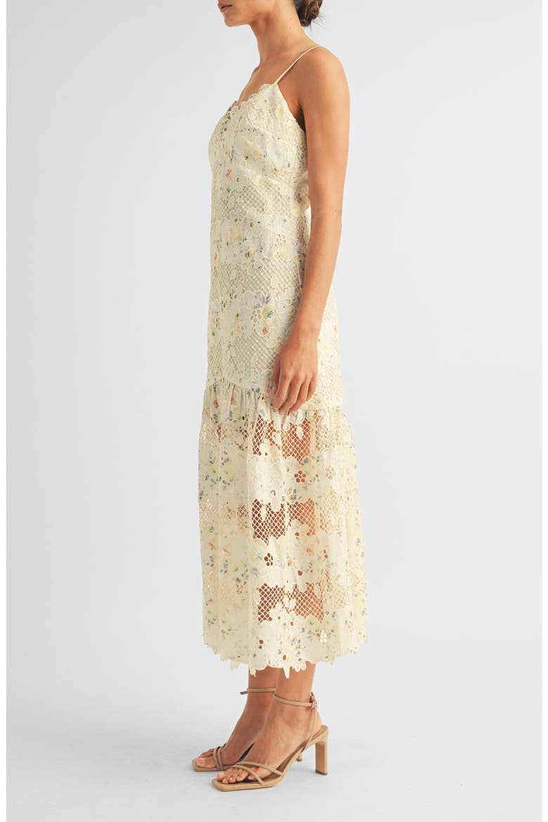 Sabrina Floral Lace Midi Dress, Alternate, color, CREAM