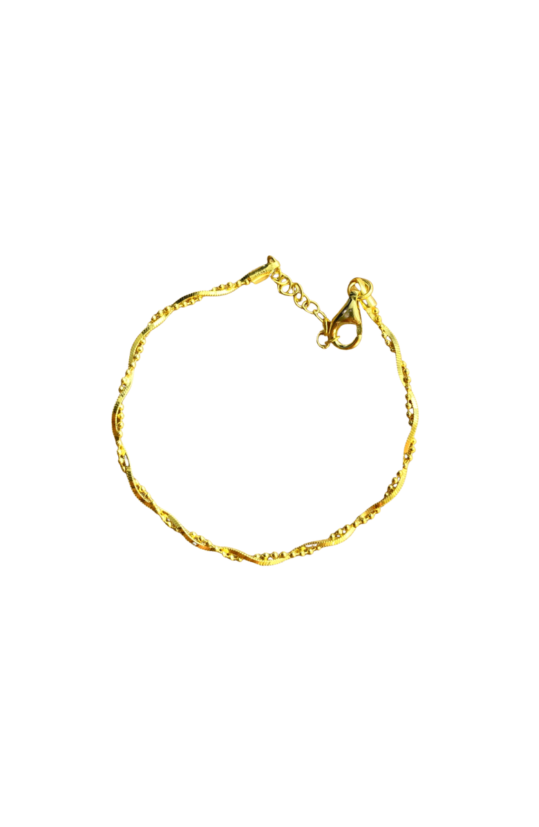 Spero London Bead Chain Twisted Sterling Silver Bracelet, Main, color, Gold