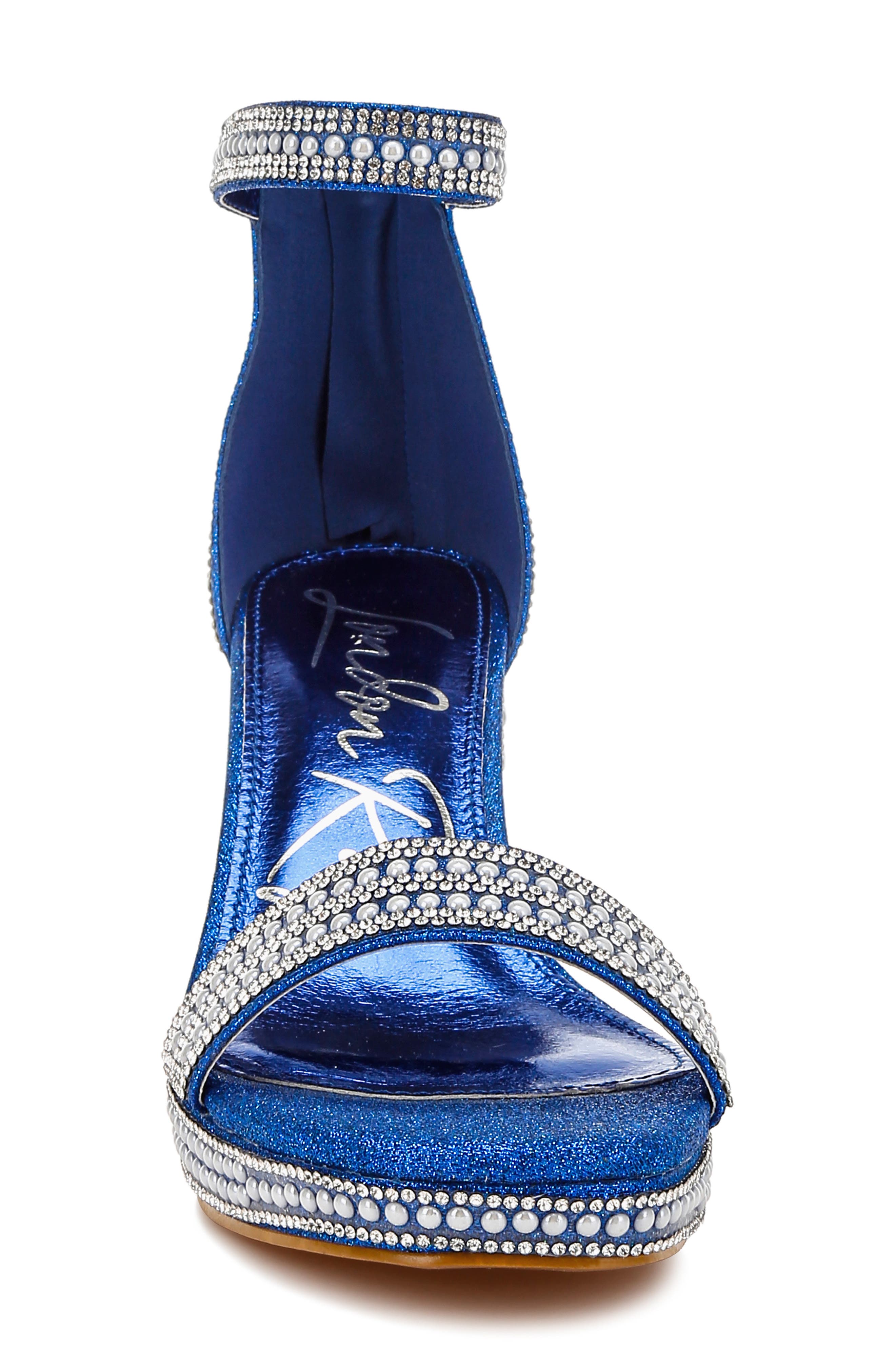 Mejuri Faux Pearl Embellished Platform Sandal, Alternate, color, BLUE