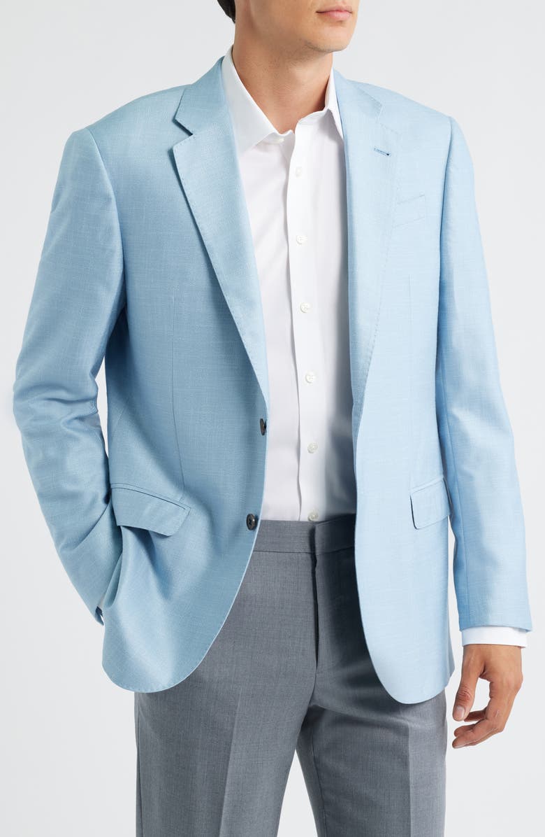 Emporio Armani Pale Blue Slub Sport Coat, Main, color, Sky Blue