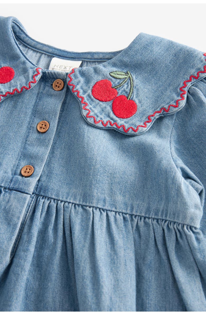 NEXT Kids' Cherry Long Sleeve Denim Dress, Alternate, color, 