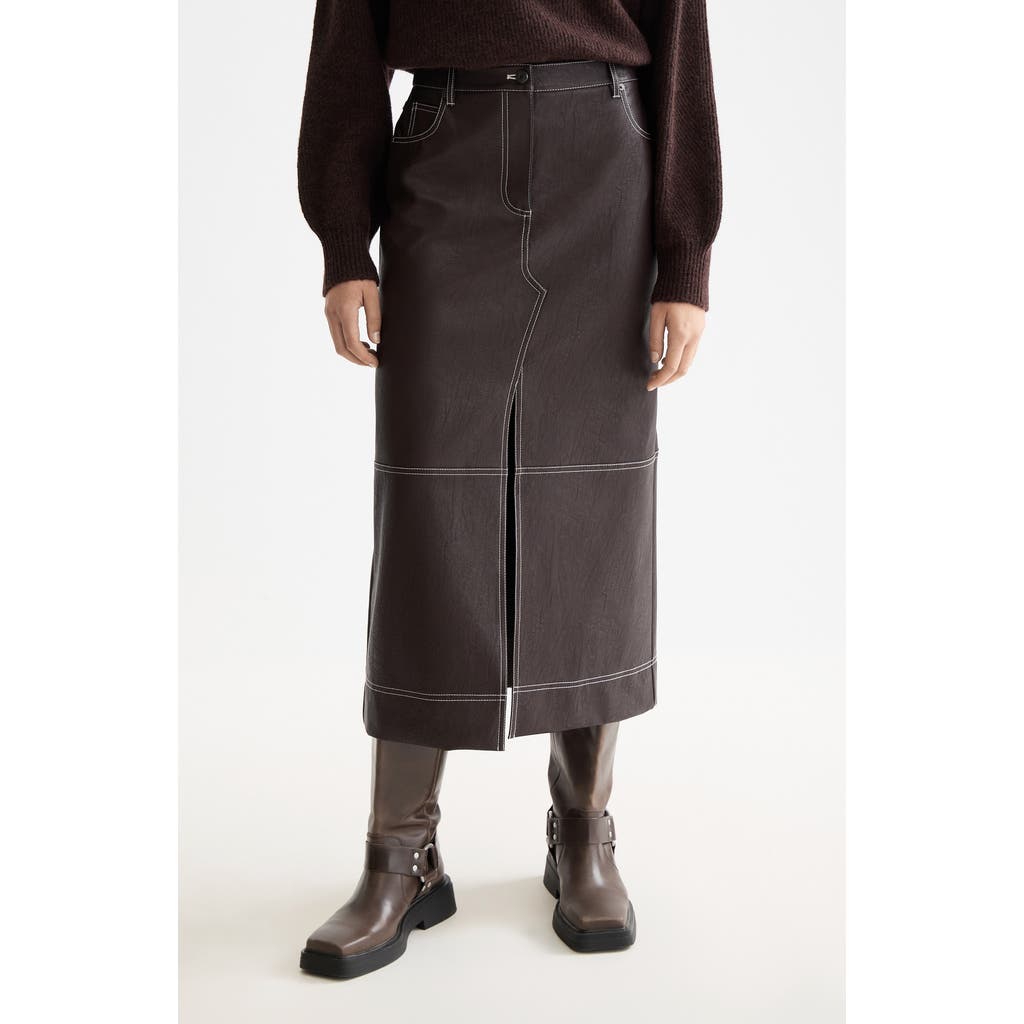 Scotch & Soda Faux Leather Midi Skirt In Purple