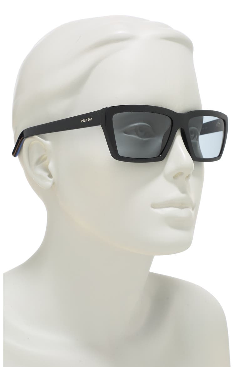 Conceptual 59mm Rectangle Sunglasses, Alternate, color, BLACK / GREY
