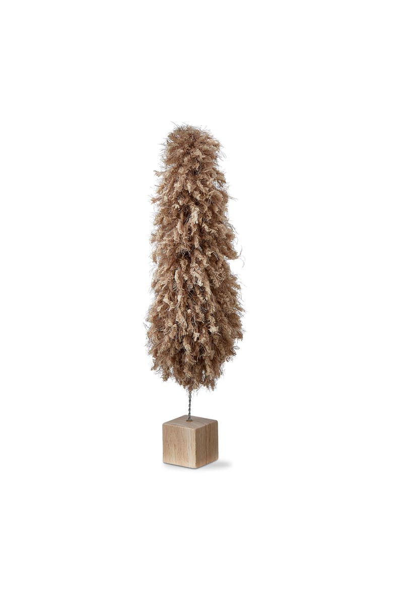 Minky Fleece Tree Sculpture Taupe Brown Holiday Decor, Main, color, Brown