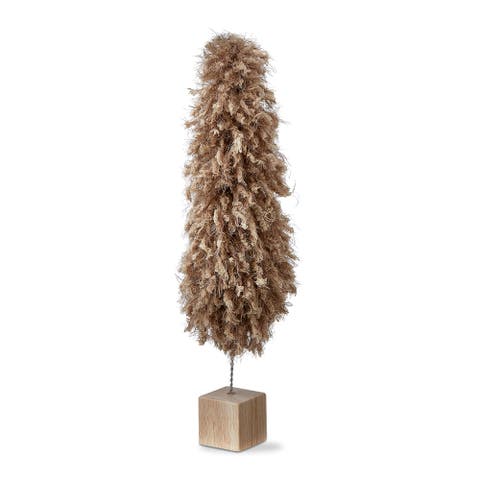 Minky Fleece Tree Sculpture Taupe Brown Holiday Decor