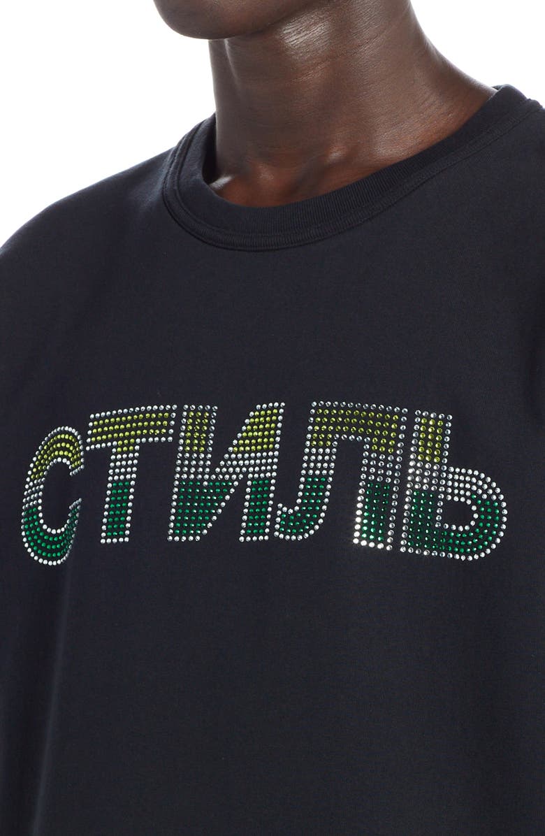 Heron Preston CTNMB Crystal Embellished Organic Cotton T-Shirt, Alternate, color, 