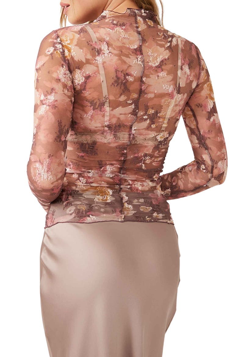 Printed Lady Sheer Embroidered Long Sleeve Top, Alternate, color, VINTAGE COMBO