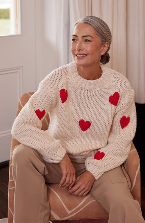 BRAVE + TRUE BRAVE+TRUE HEART ON MY SLEEVE BOUCLÉ PATCH SWEATER 