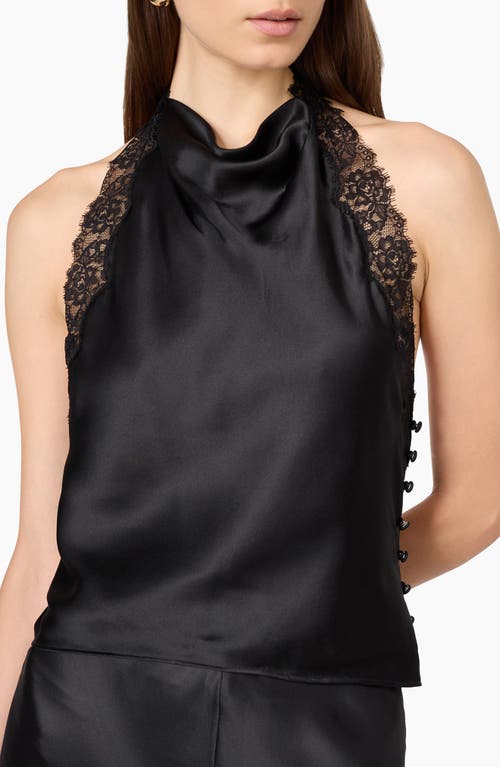 CAMI NYC Lucille Lace Trim Silk Top in Black at Nordstrom, Size Xx-Small