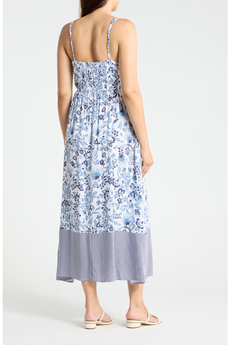 Floral Strappy Challis Midi Dress, Alternate, color, BLUE COTTAGE FLORAL