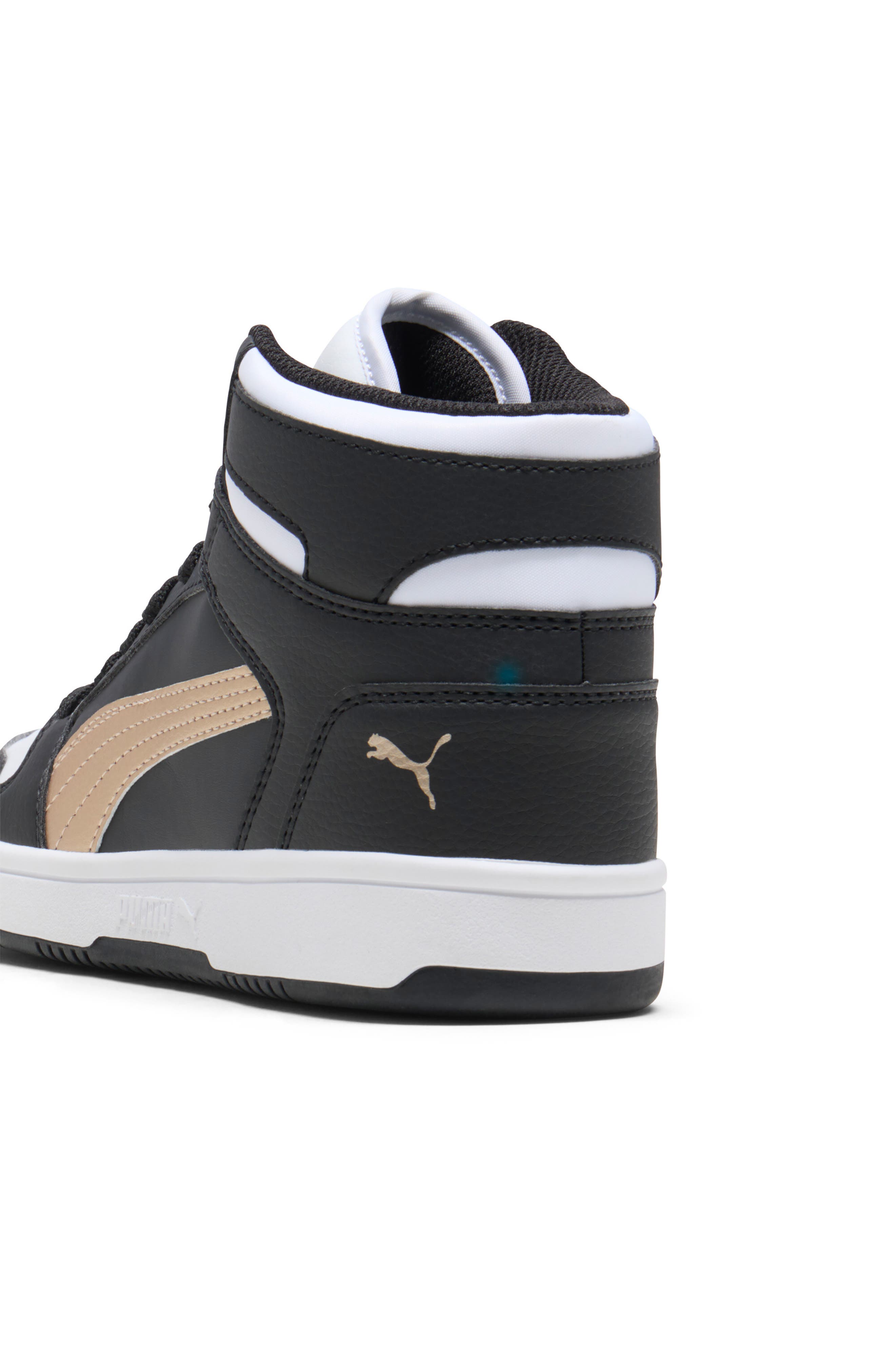 Kids' Rebound Layup High Top Sneaker, Alternate, color, PUMA BLACK-PUMA GOLD- WHITE